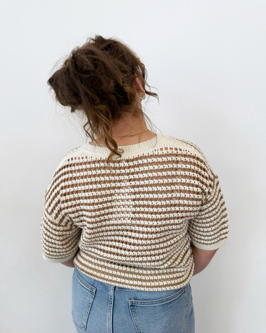 Z Supply Kylo Striped Crochet Sweatershort sleeve knit