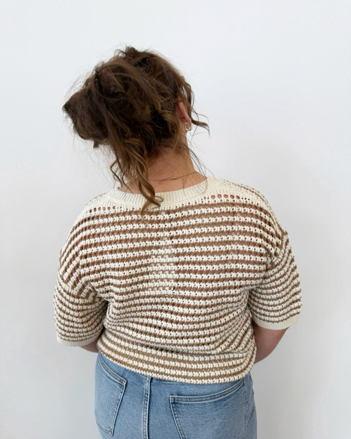 Z Supply Kylo Striped Crochet Sweatershort sleeve knit