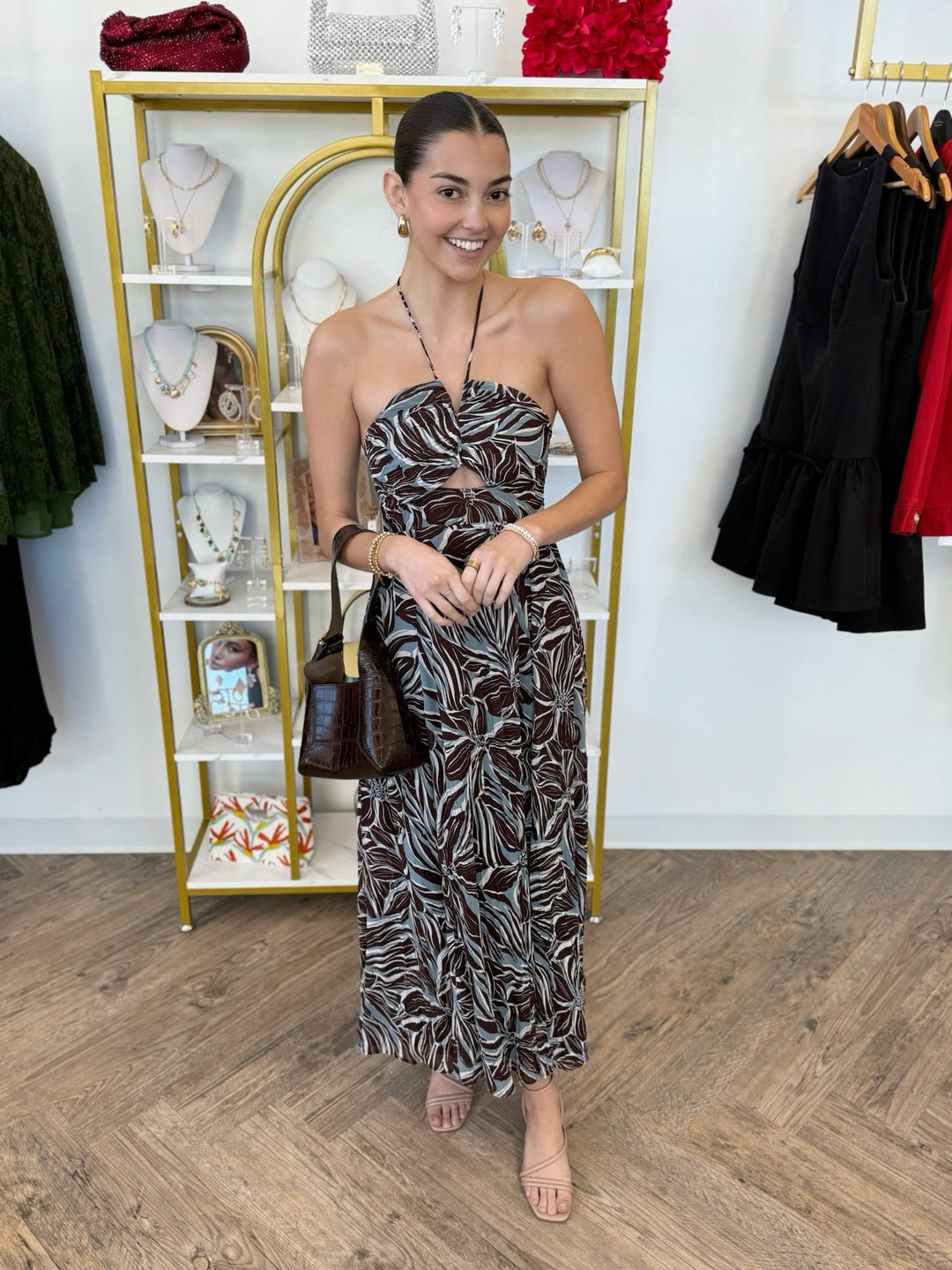 Lanie Zinn Floral Maxi Dress - Chocolate Cherry M Lanie Zinn Floral Maxi Dress - Chocolate Cherry M