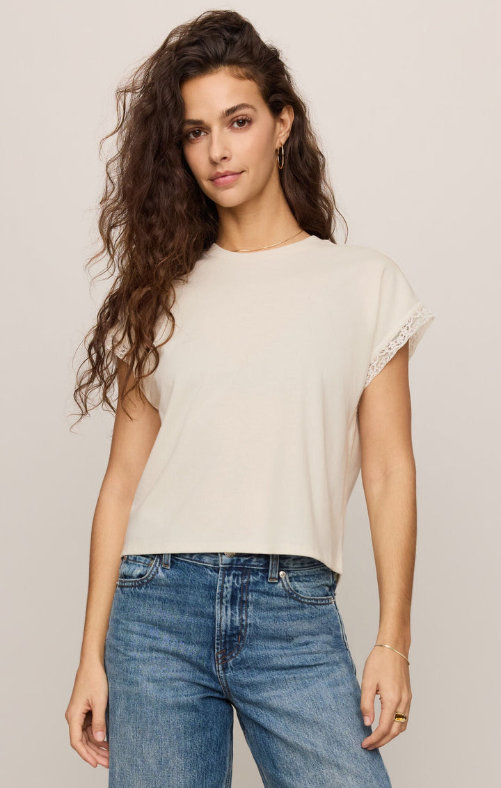 Z Supply Marika Lace Trim Muscle Teeshort sleeve top