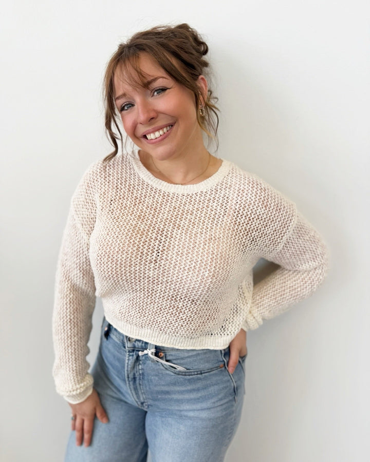 Z Supply Open Terrain Crochet Sweaterlong sleeve knit