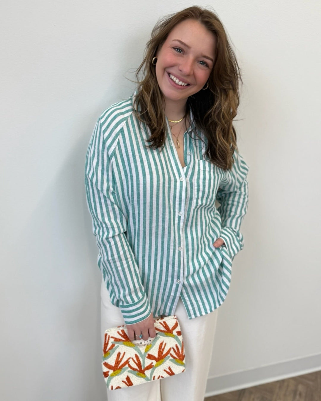 Z Supply Perfect Linen Striped Topbutton down shirt