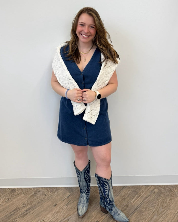 Z Supply Solace Jersey Denim Mini Dressmini dress