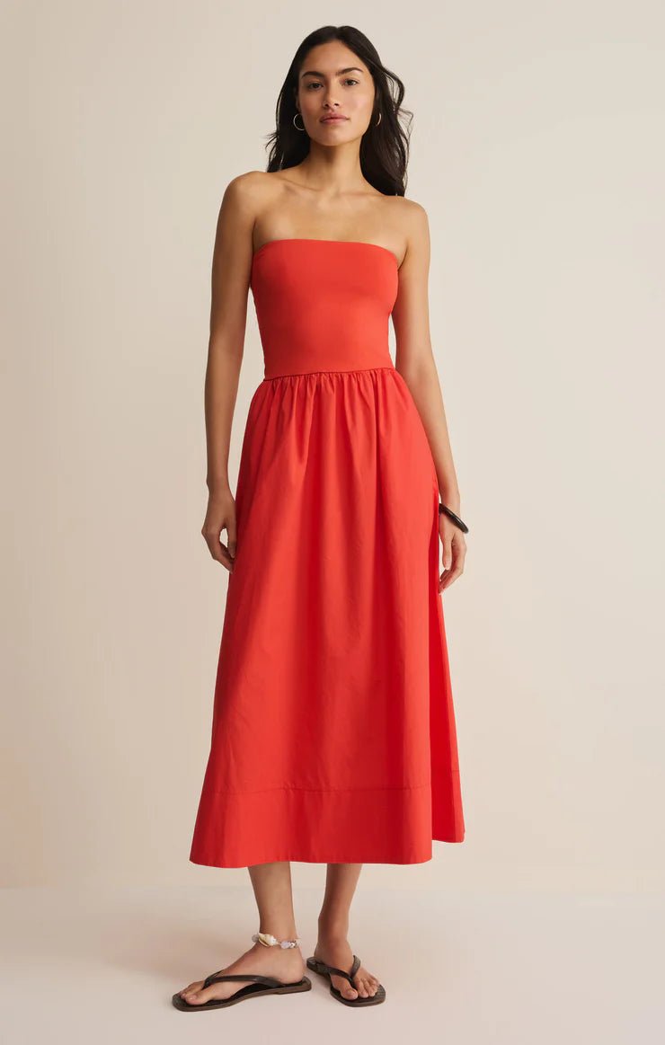 Z Supply Sunsought Strapless Midi Dressmidi dress