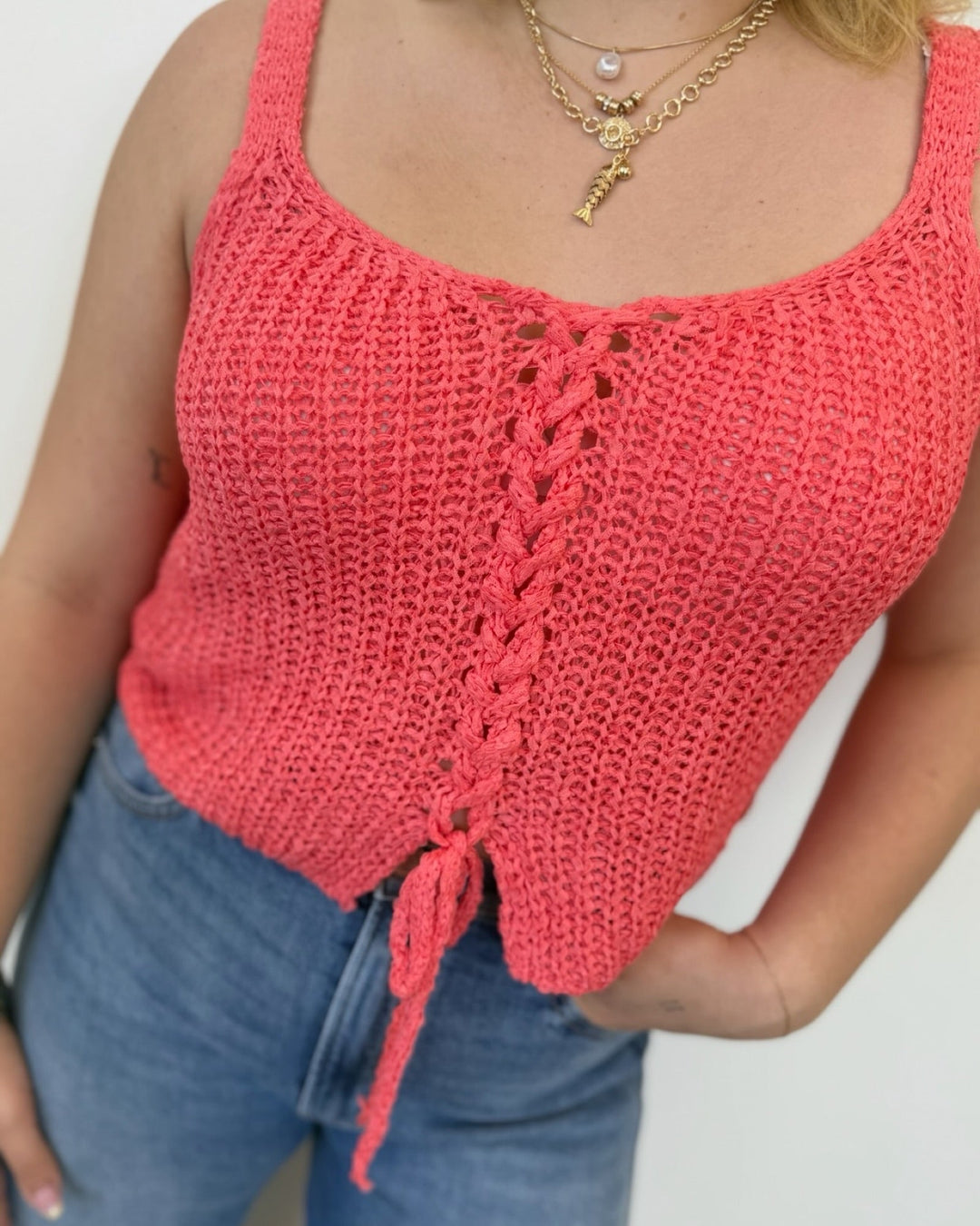 Z Supply Tate Lace Up Sweater Topsleeveless knit
