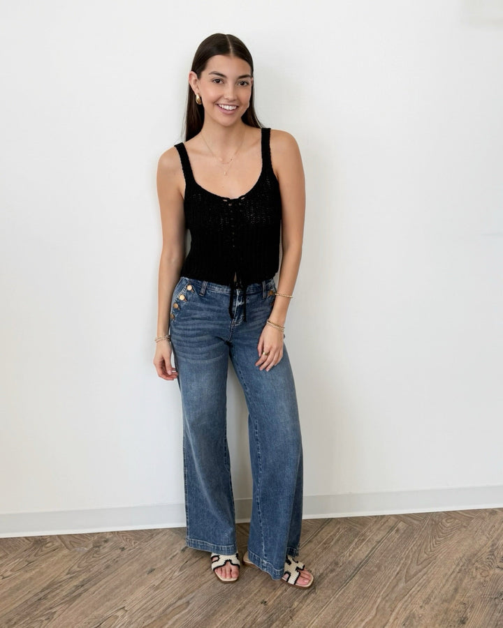 Z Supply Tate Lace Up Sweater Topsleeveless knit
