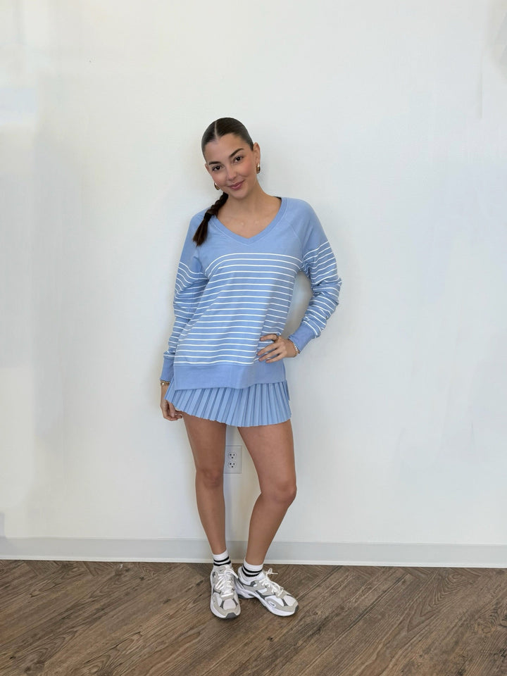 Z Supply Weekender Stripe V Necksweatshirt