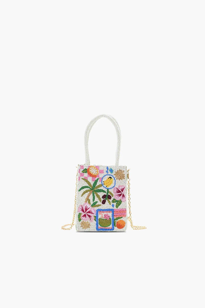 Zesty Orchard Orange Lemon Floral Beaded North South Totehandbag
