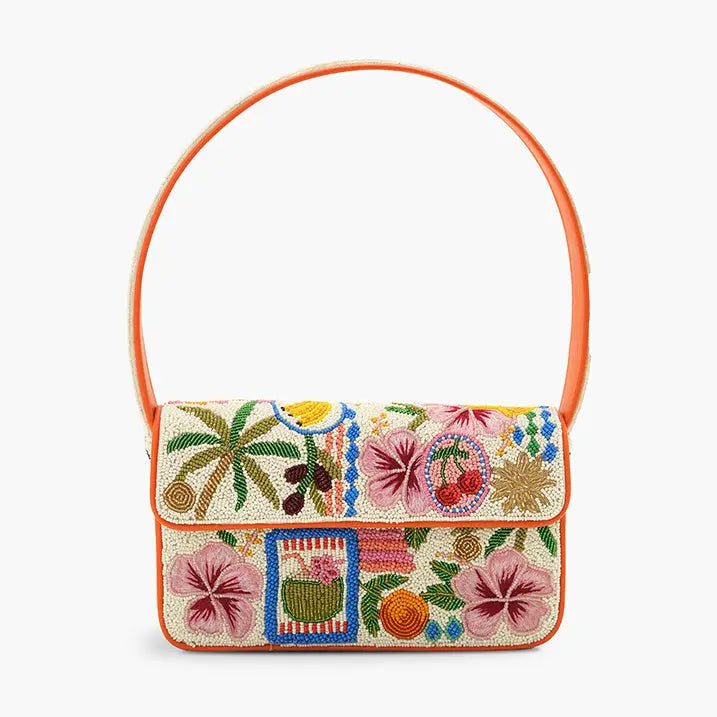 Zesty Orchard Orange Lemon Floral Beaded Shoulder Baghandbag
