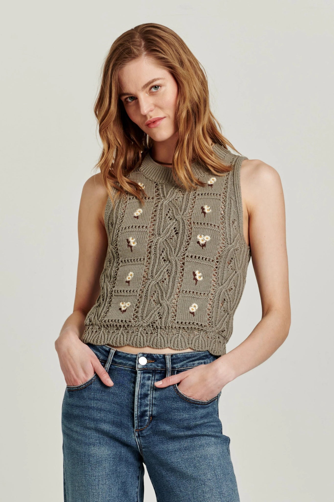 Another Love Lorelei Cable Knit Sweater Tanksweater vest