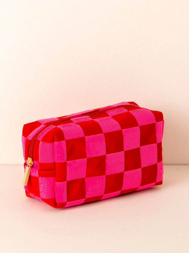 Cara Check Pattern Cosmetic PouchMake up Bag