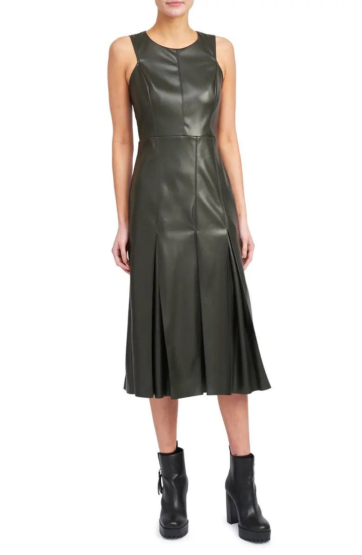 En Saison Layne Faux Leather Midi DressMidi Dress