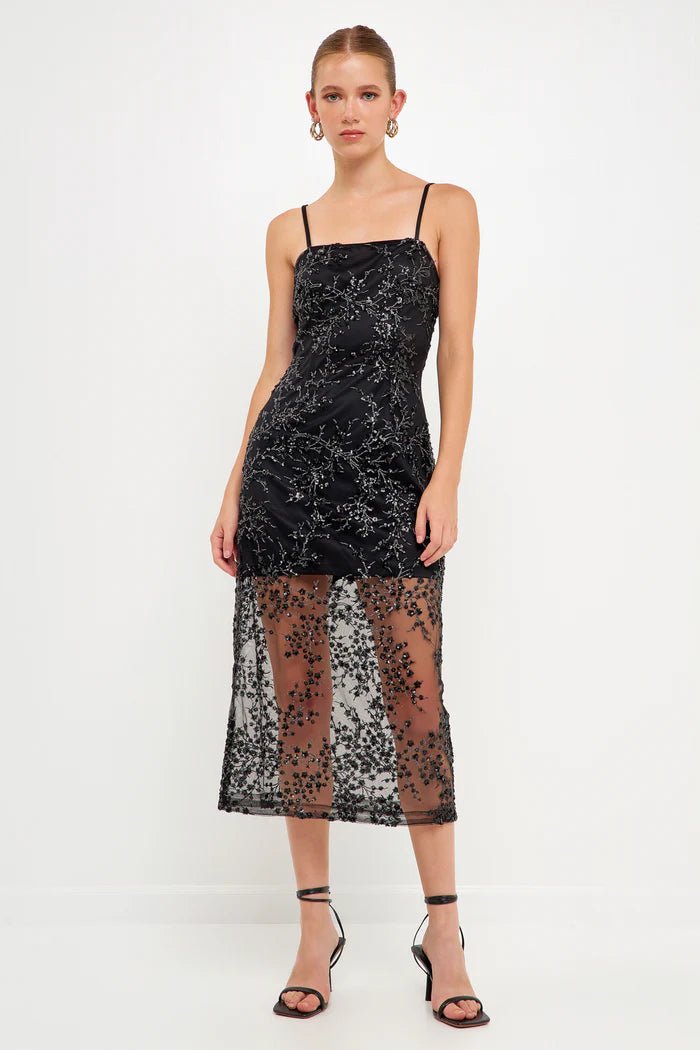 English Factory Sequins Embroidered Cocktail DressDress