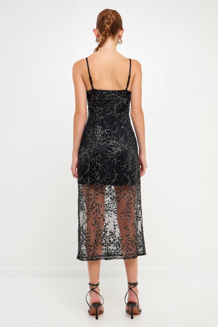 English Factory Sequins Embroidered Cocktail DressDress