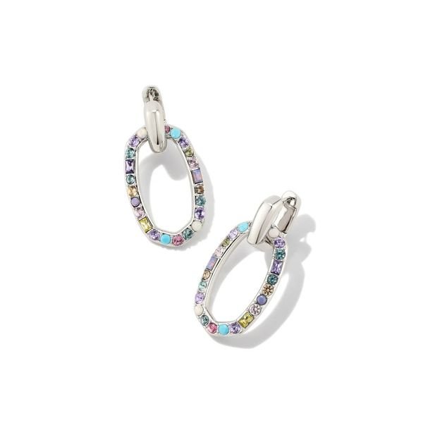 Kendra Scott Devin Convertible Silver Crystal Link Earrings in Pastel Mix