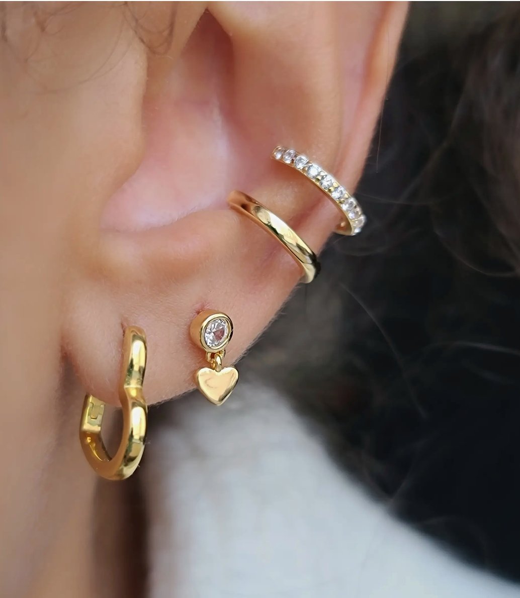 Kris Nations Open Heart Hinged Huggie HoopsEarrings