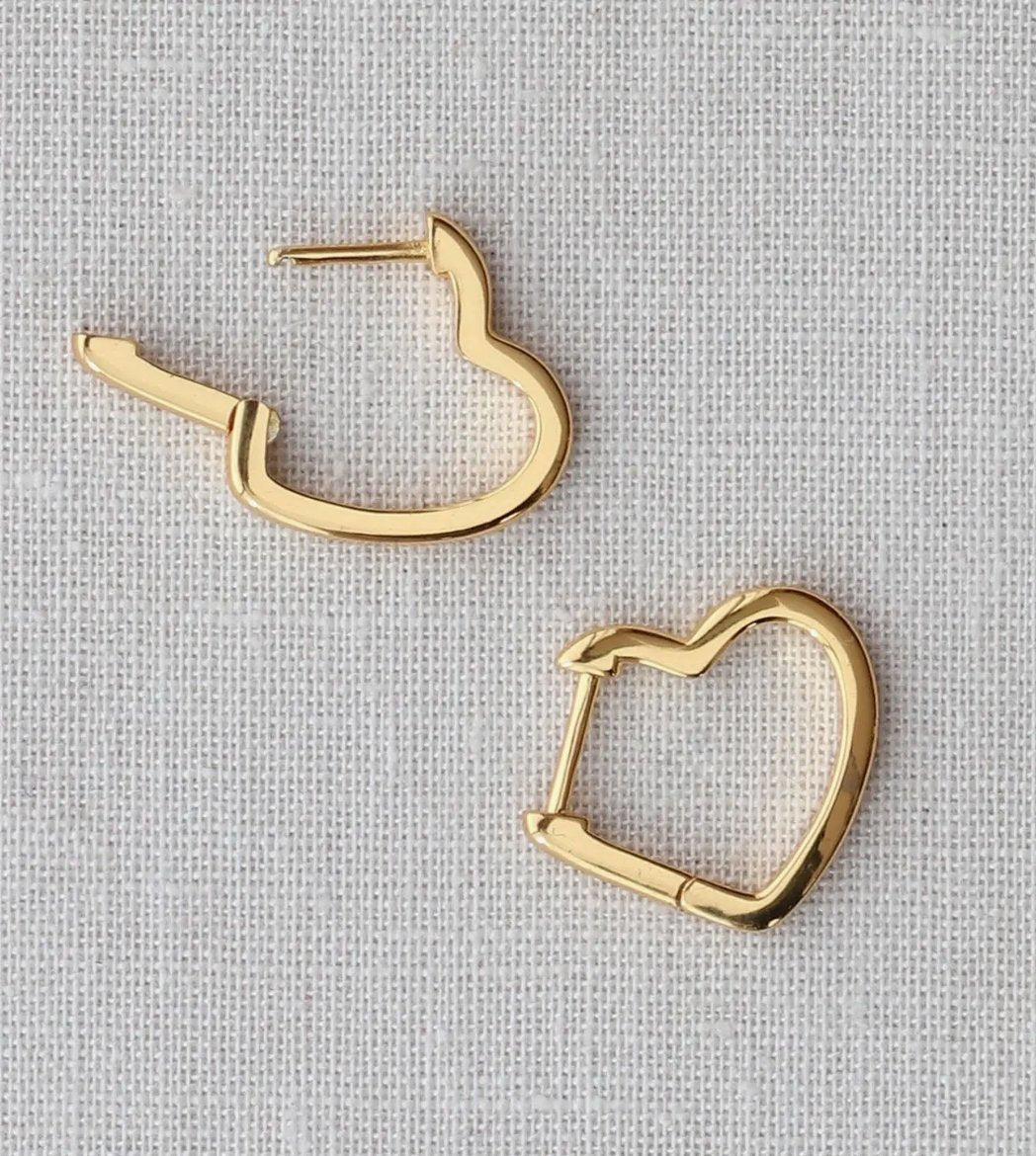 Kris Nations Open Heart Hinged Huggie HoopsEarrings