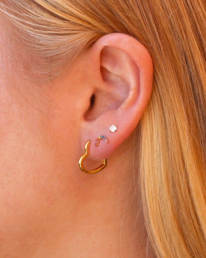 Kris Nations Open Heart Hinged Huggie HoopsEarrings