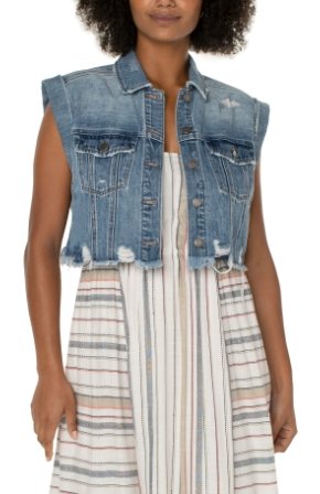 Liverpool Cropped Sleeveless JacketDenim Jacket