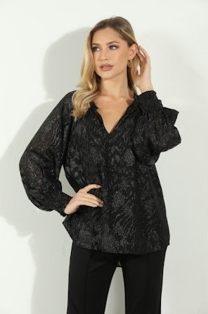 Veronica M Holiday Split Neck BlouseLong Sleeve Shirt