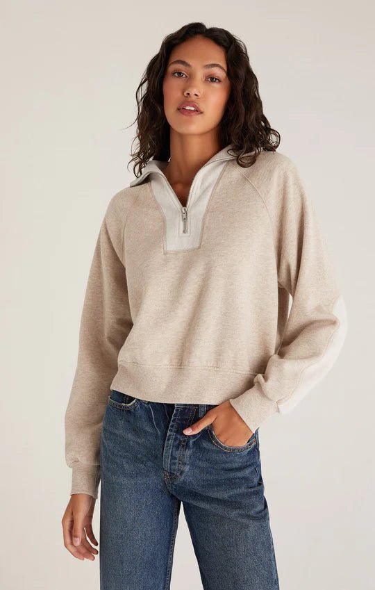 Z Supply Emery Contrast Quarter ZipSweatshirt