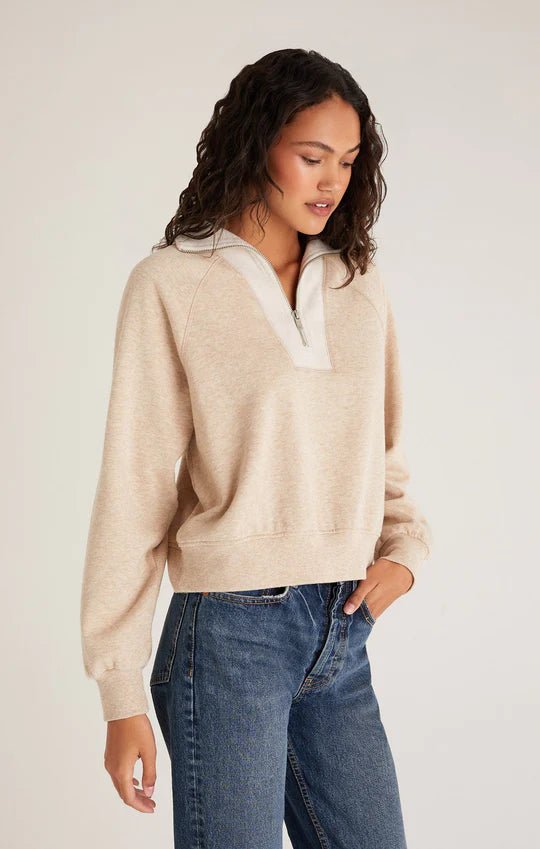 Z Supply Emery Contrast Quarter ZipSweatshirt